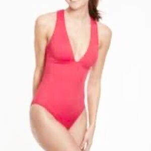 Sun & Sea Plunge-Neck Halter One-Piece Swimsuit Sz 10